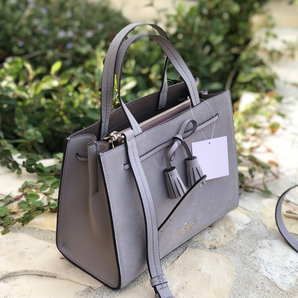 NWT Kate spade small Hayes suede satchel softtaupe - Picture 8 of 8